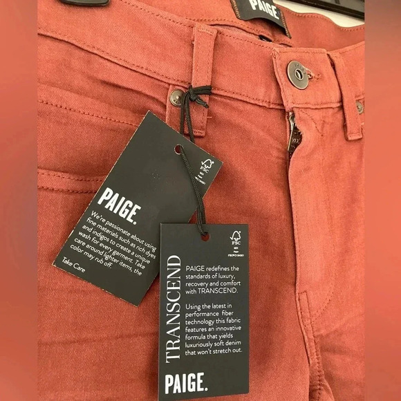 NWT Paige - Lennox Slim 5-Pocket Pant in Cherry Cola Red 28 - Picture 3 of 6